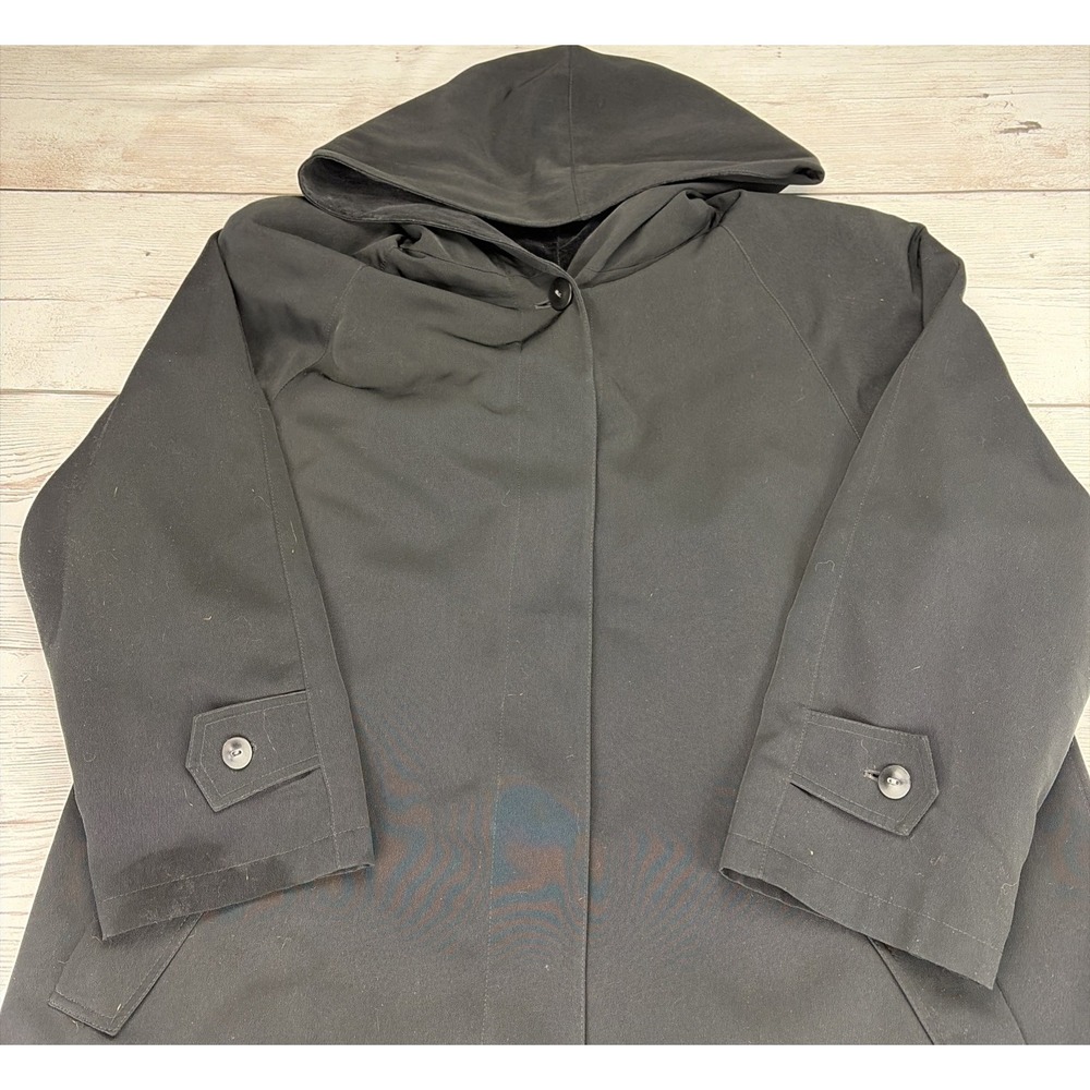 Vintage Forecaster of Boston Women's 16P Black Hooded Trench Overcoat Jacket